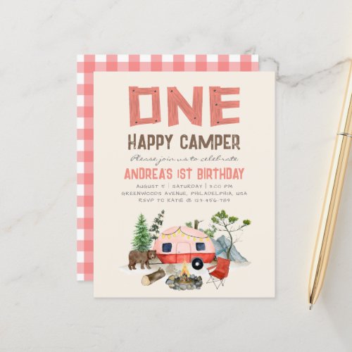 One Happy Camper Woodland Girls 1st Birthday Pink 