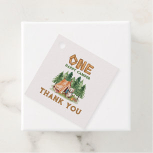 One Happy Camper Woodland Watercolor 1st Birthday Favor Tags