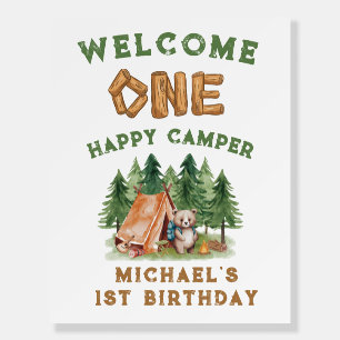 One Happy Camper Woodland Watercolor 1st Birthday Foam Board