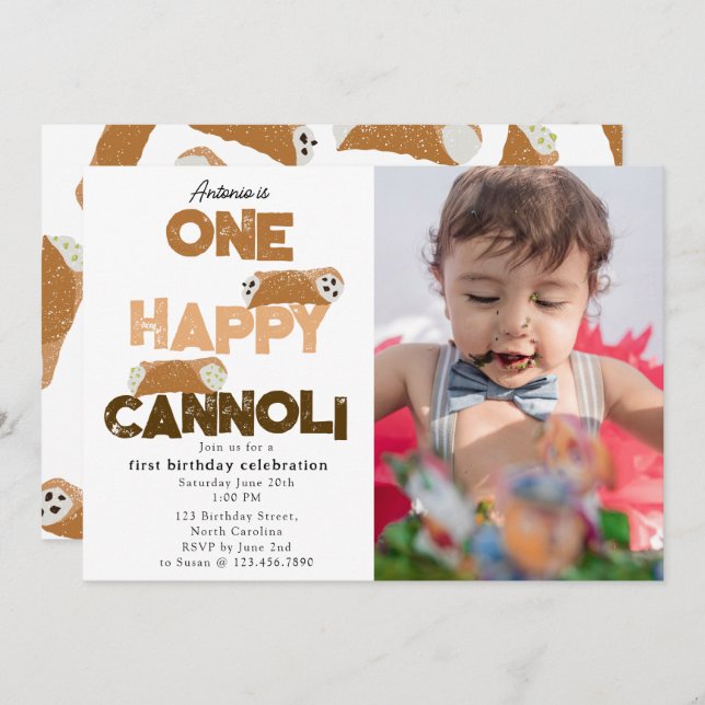 One Happy Cannoli Invite 1st  First Birthday Photo (Front/Back)