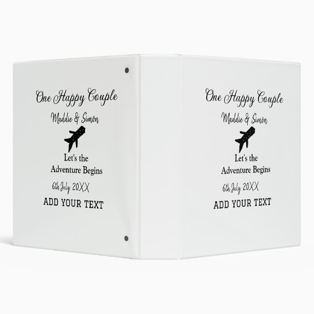 One happy Couple let's adventure begins wedding co 3 Ring Binder (Background)
