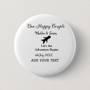 One happy Couple let's adventure begins wedding co Button