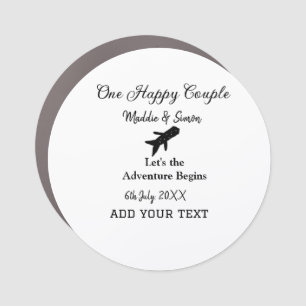 One happy Couple let's adventure begins wedding co Car Magnet