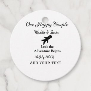 One happy Couple let's adventure begins wedding co Favor Tags