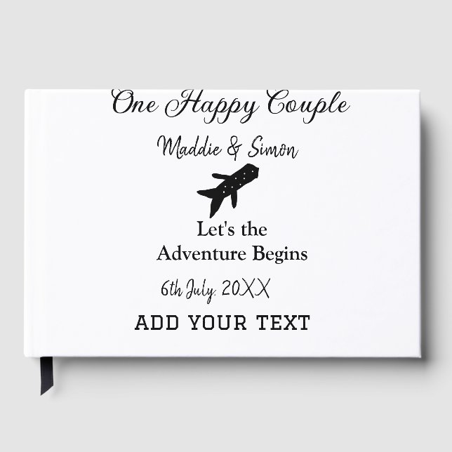 One happy Couple let's adventure begins wedding co Guest Book (Front)