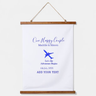 One happy Couple let's adventure begins wedding co Hanging Tapestry