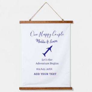One happy Couple let's adventure begins wedding co Hanging Tapestry