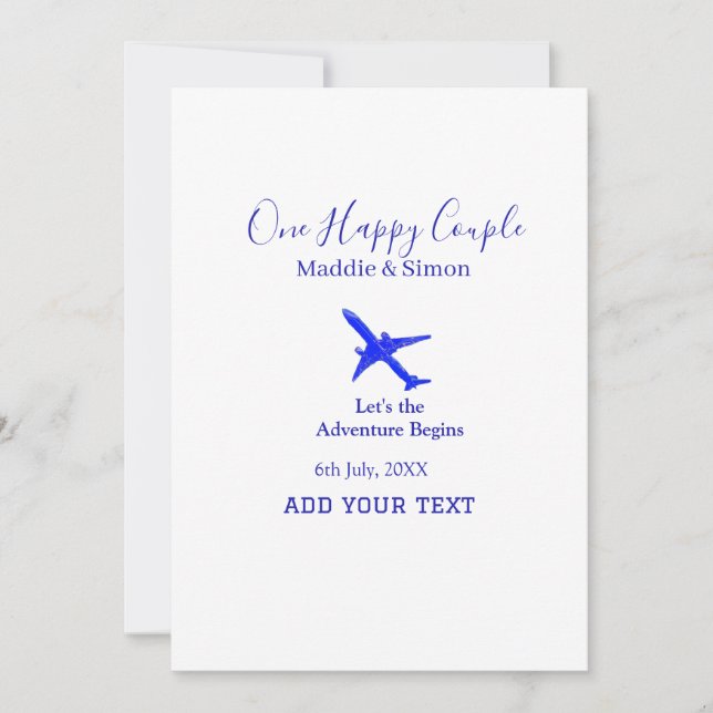 One happy Couple let's adventure begins wedding co Invitation (Front)