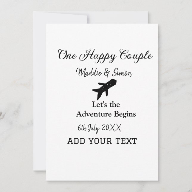 One happy Couple let's adventure begins wedding co Invitation (Front)