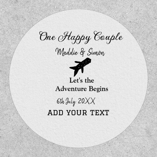 One happy Couple let's adventure begins wedding co Patch (Front)