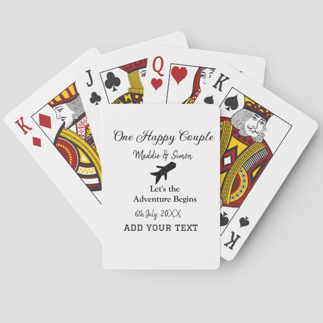 One happy Couple let's adventure begins wedding co Poker Cards (Back)