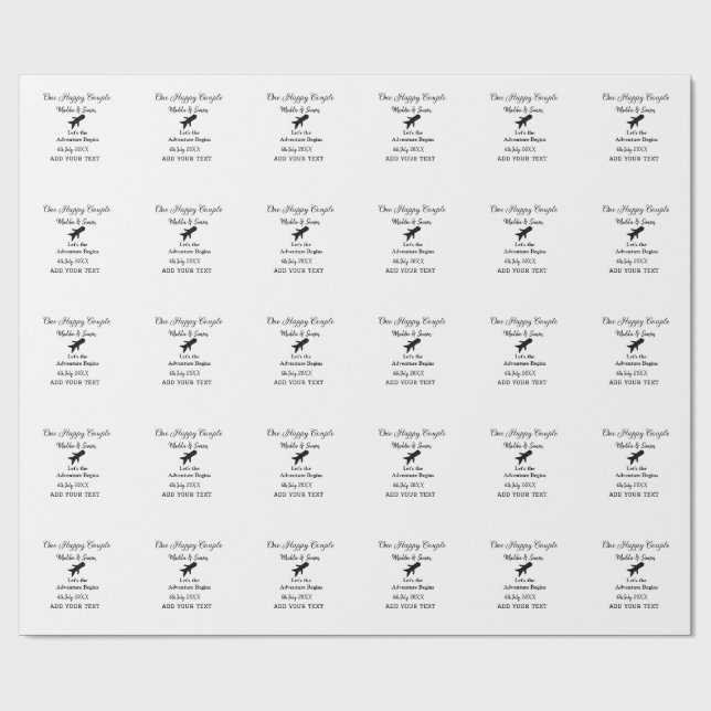 One happy Couple let's adventure begins wedding co Wrapping Paper (Flat)