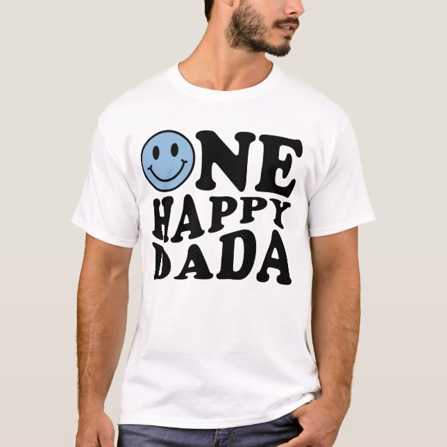 One Happy Dada | Blue Matching One Family Birthday T-Shirt (Front)