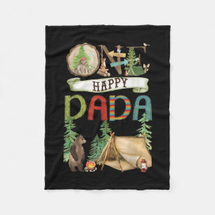 One Happy Dada Camper First Birthday Camng Bear Fleece Blanket