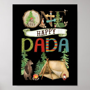 One Happy Dada Camper First Birthday Camng Bear Poster