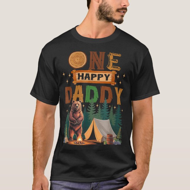 One Happy Daddy Camper 1st Birthday Camng Bear  T-Shirt (Front)