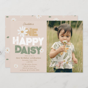 One Happy Daisy Invite 1st First Birthday Photo