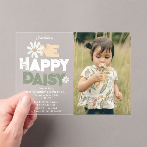 One Happy Daisy Invite 1st  First Birthday Photo