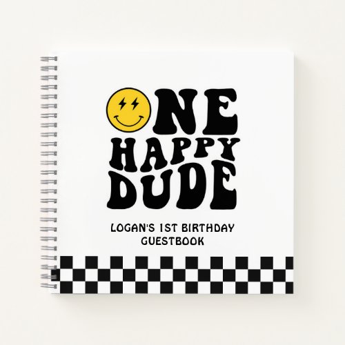 One Happy Dude 1st Birthday Guestbook Notebook