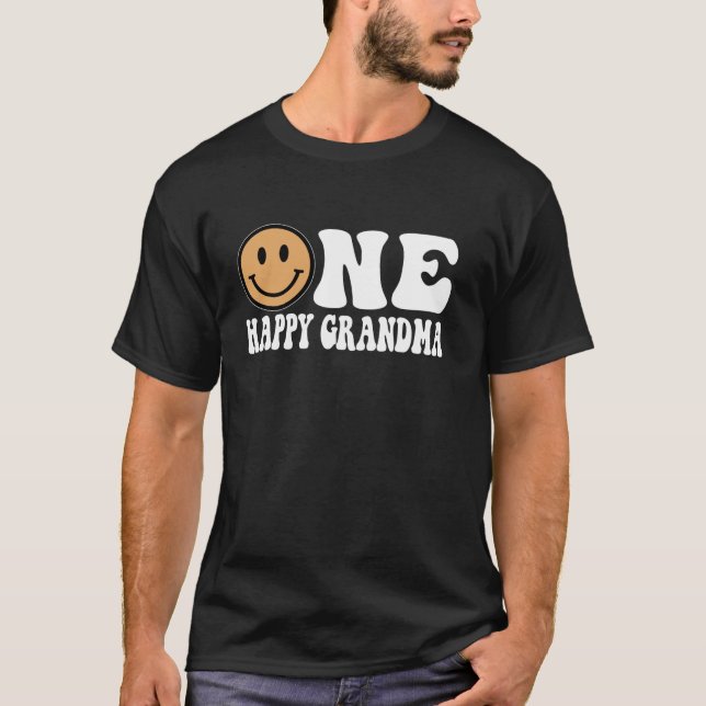 One Happy Dude 1st Birthday One Cool Grandma Famil T-Shirt (Front)