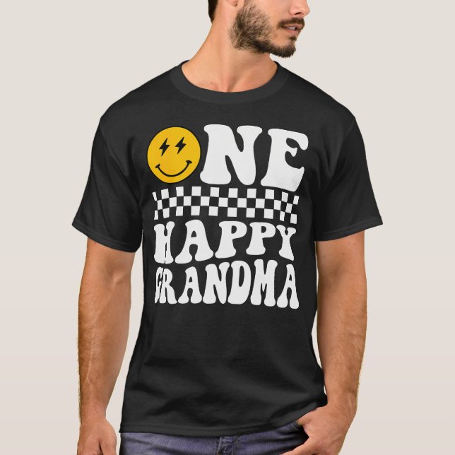 One Happy Dude 1St Birthday One Cool Grandma Famil T-Shirt (Front)