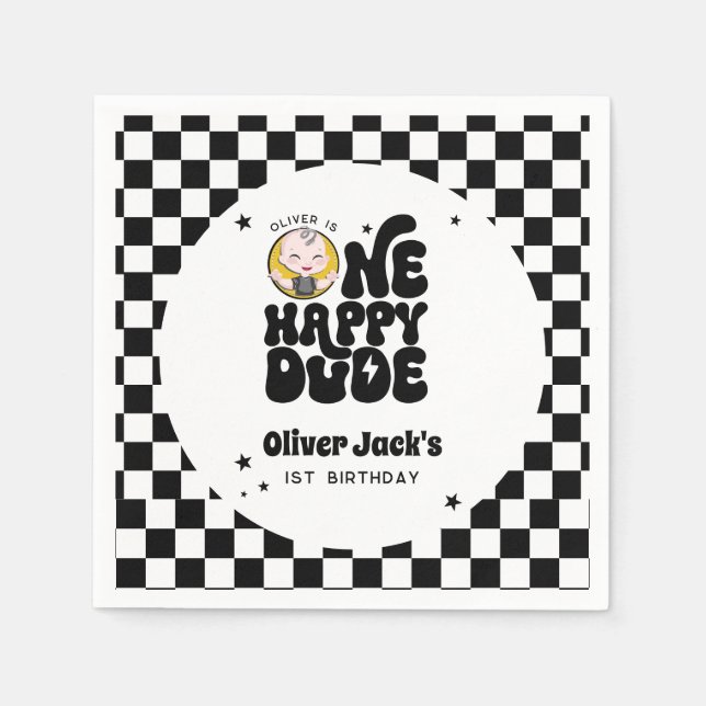 One Happy Dude 1st Birthday Party Napkins (Front)