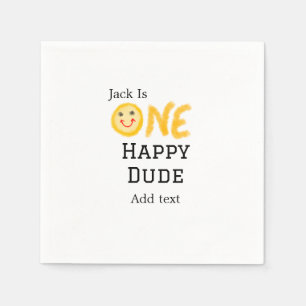 One happy dude 1st happy Birthday smiley yellow  Napkins