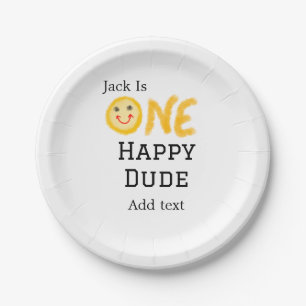 One happy dude 1st happy Birthday smiley yellow  Paper Plates