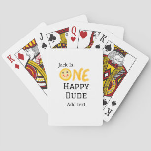 One happy dude 1st happy Birthday smiley yellow Poker Cards