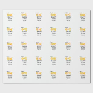 One happy dude 1st happy Birthday smiley yellow  Wrapping Paper