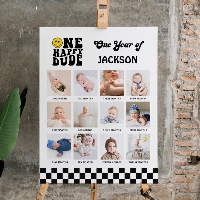 One Happy Dude Baby's First year Photo Collage Foam Board (Creator Uploaded)