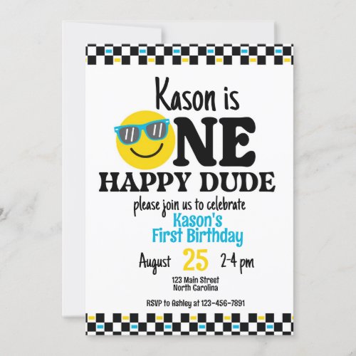 One Happy Dude Birthday 1st Birthday  Invitation