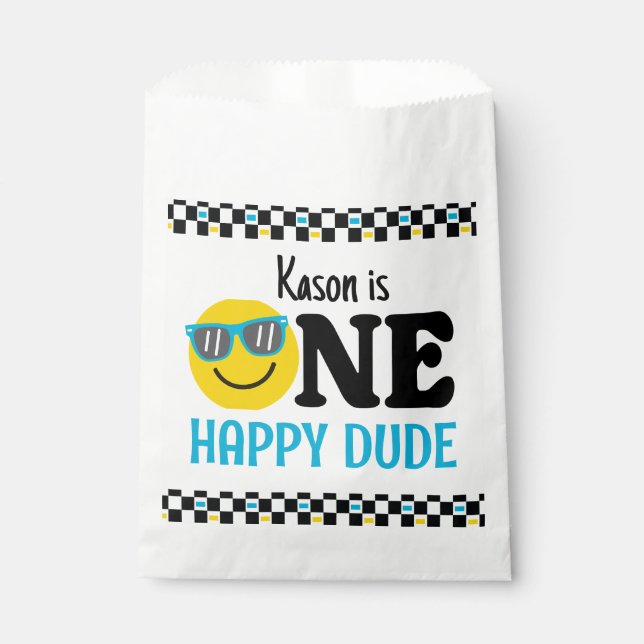 One Happy Dude Birthday 1st Birthday Invitation Favor Bag (Front)