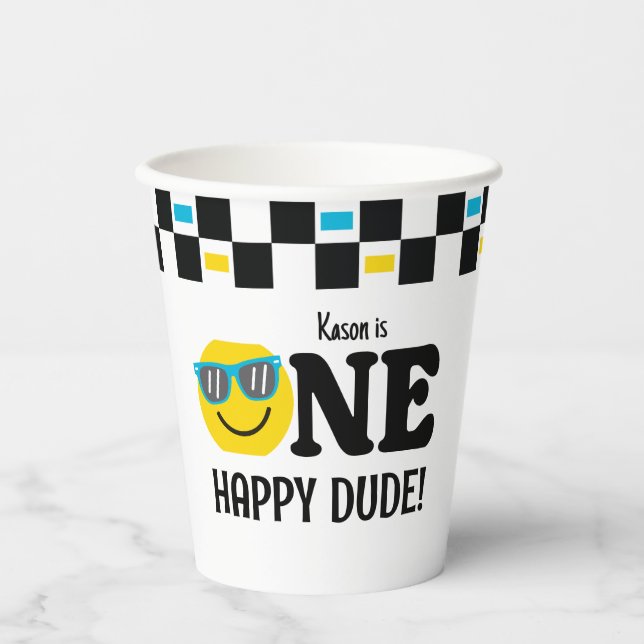 One Happy Dude Birthday 1st Birthday  Paper Cups (Front)