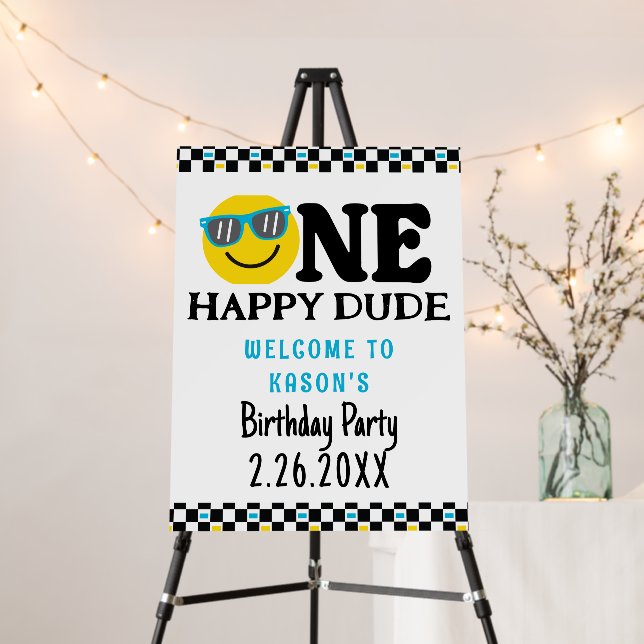 One Happy Dude Birthday 1st Birthday Welcome Foam Board (In Situ (Stand))