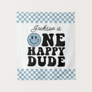 One Happy Dude Birthday Backdrop in Blue
