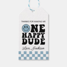 One Happy Dude Birthday Favor Tags in Blue