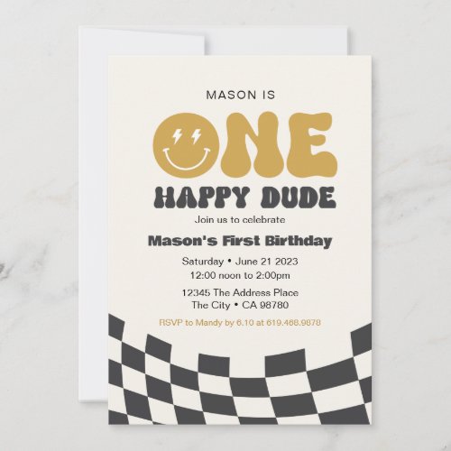 One Happy Dude Birthday Invitation â Happy Dude