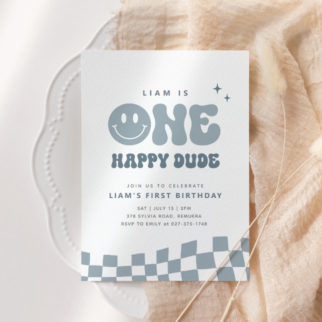 ONE Happy Dude Birthday Party Invitation (Creator Uploaded)