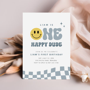 ONE Happy Dude Birthday Party Invitation