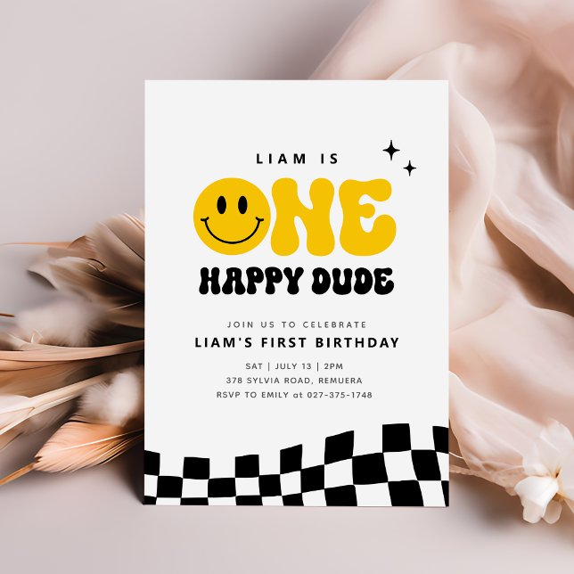 ONE Happy Dude Birthday Party Invitation (Creator Uploaded)
