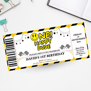 one happy dude birthday Ticket Style Cool Dude Invitation
