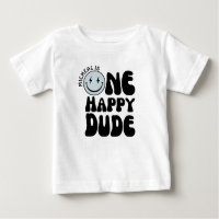 One Happy Dude Blue Happy Face Boy First Birthday