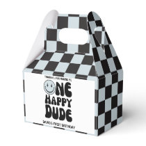 One Happy Dude Blue Happy Face Boy First Birthday Favor Boxes