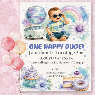 One Happy Dude Boho 1st Birthday Party Invitation