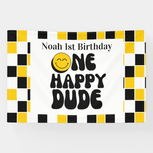 One Happy Dude Boy 1st Birthday Customizable Banner
