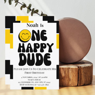 One Happy Dude Boy 1st Birthday Invitation