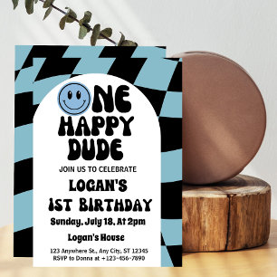 One Happy Dude Boy 1st Birthday Invitation