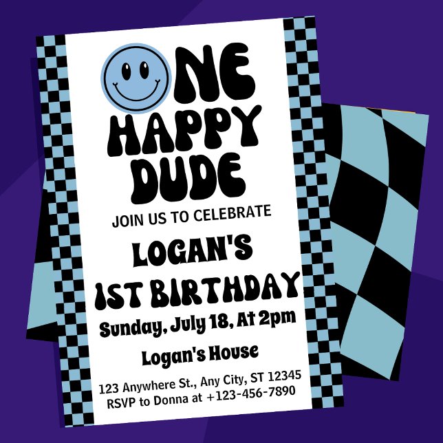 One Happy Dude Boy 1st Birthday   Invitation (Creator Uploaded)