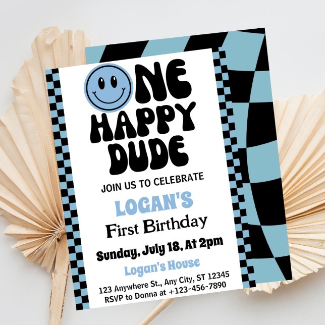 One Happy Dude Boy 1st Birthday  Invitation (Creator Uploaded)
